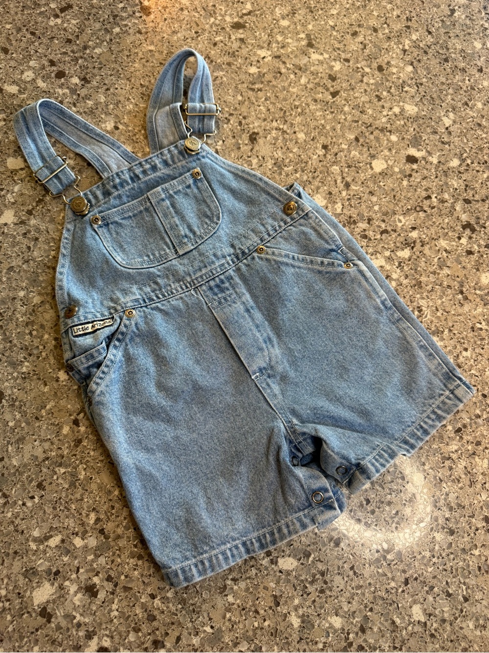 Vintage Little Arizona Jean Co 24M Denim Shortalls Overalls 90s Baby Snap Crotch